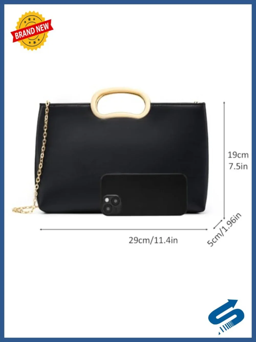 PU Leather Clutch Cut Out Handle Evening Bag Formal Purse